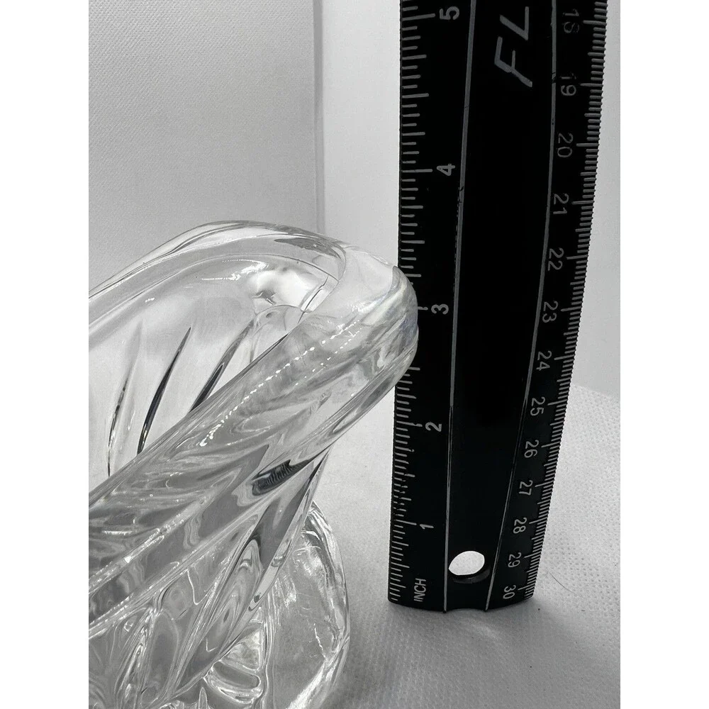 Vintage Lead Crystal Clear Glass Sleigh CandleHolder Candy Dish christmas 3x5